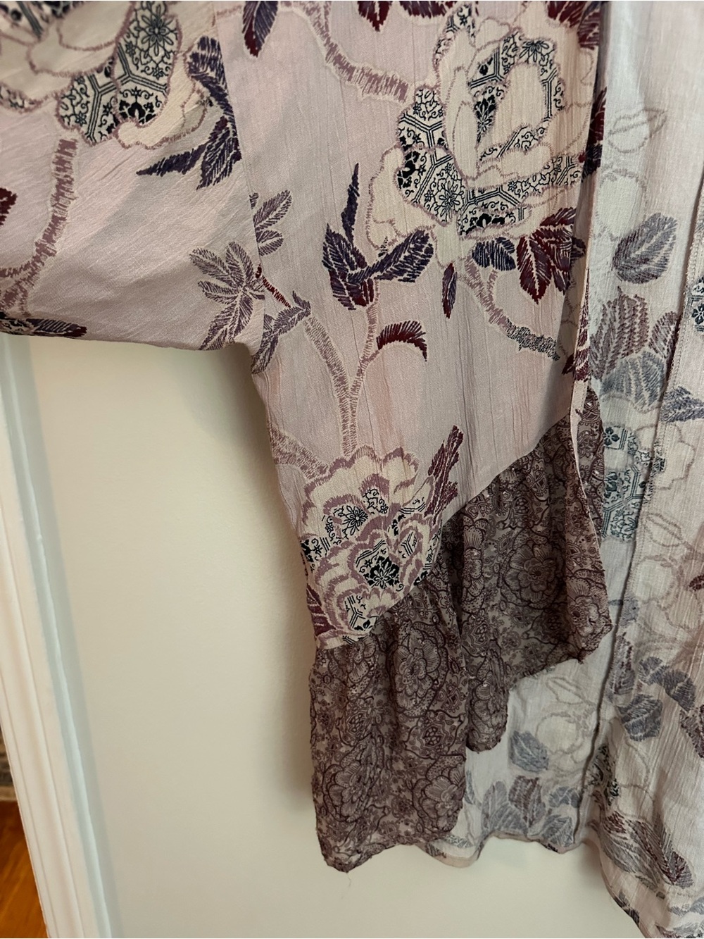 Knox Rose Kimono Cardigan Floral XS Dusty Rose EUC - Picture 5 of 11